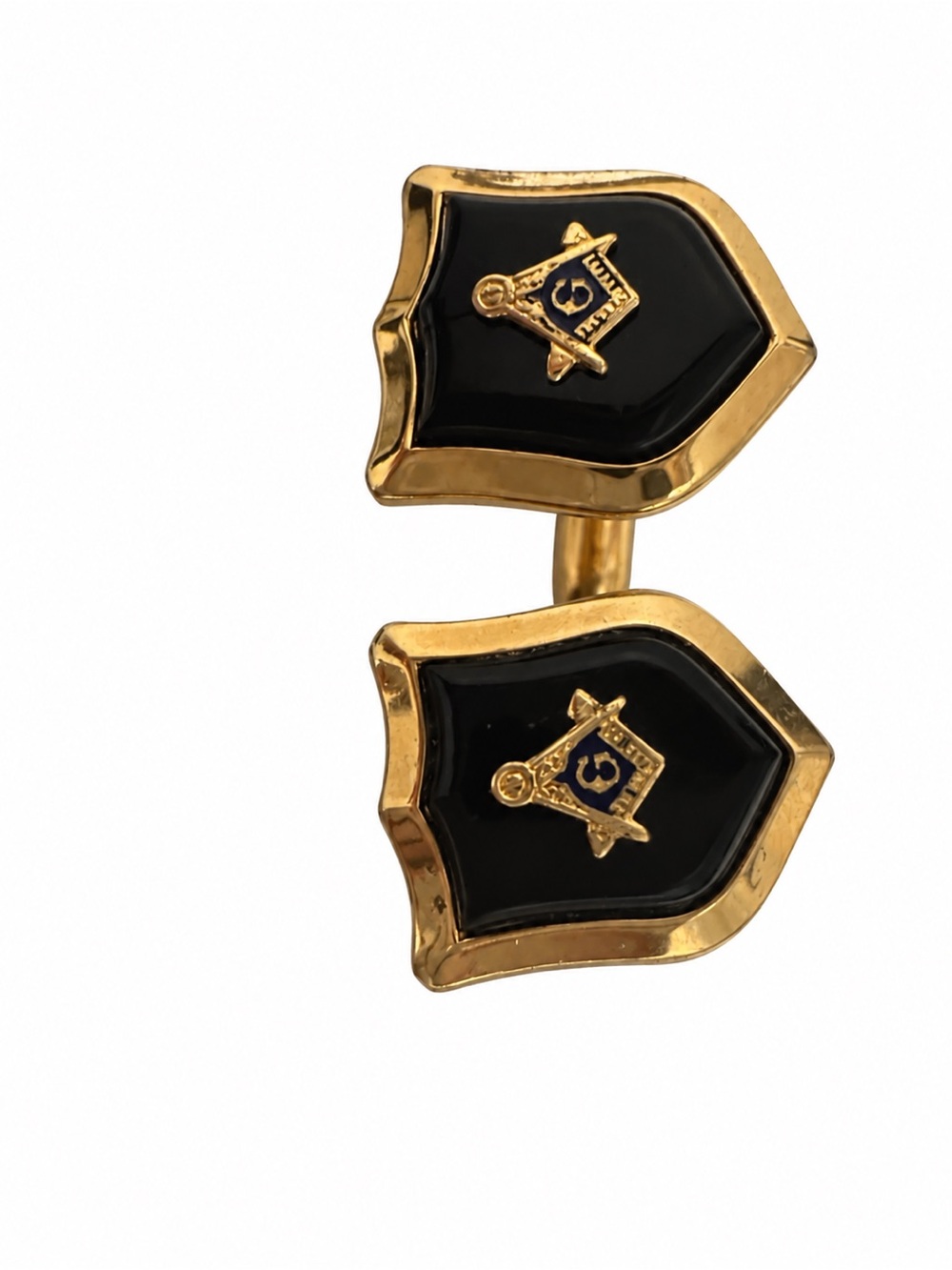 Vintage Swank Masonic Cufflinks Black Enamel Gold Tone Freemason